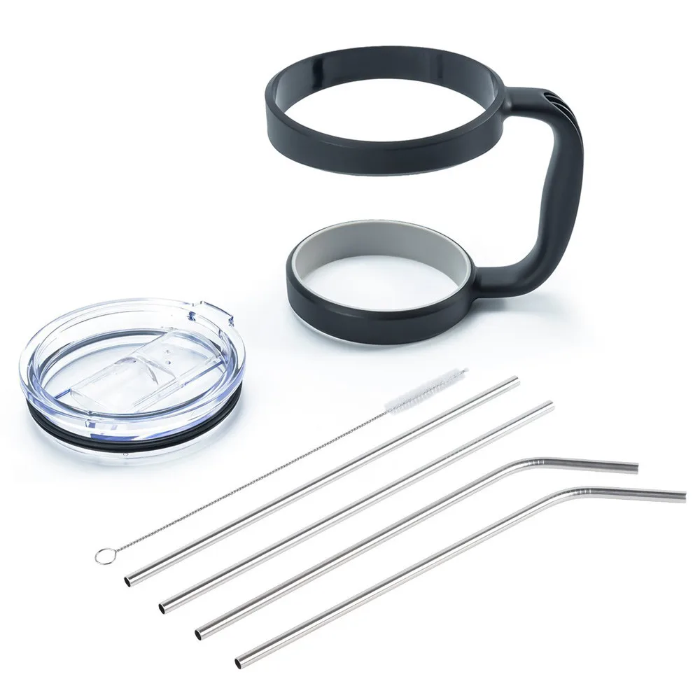 

30 Oz Stainless Steel Insulated Tumbler Mug Handle+2PC Straws+1PC Cleaning Brush