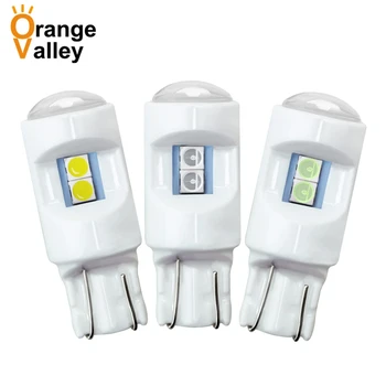 

100PCS Ceramic T10 W5W LED Bulbs 194 168 Car Interior Lights Wedge Door Instrument Side Bulb Plate Light Auto Lamp White DC 12V
