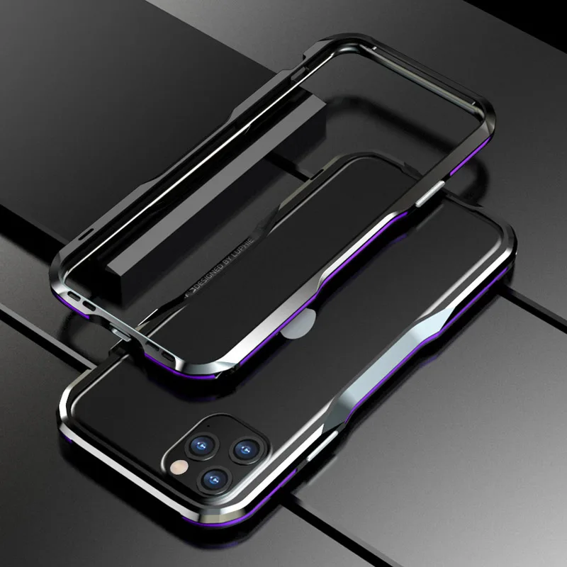 Black Purple Металлический бампер Luphie для iPhone 11 Pro Max чехол с алюминиевой рамкой защитный чехол для iPhone X Xs MAX Xr 7 8 Plus бампер - Цвет: Black Purple