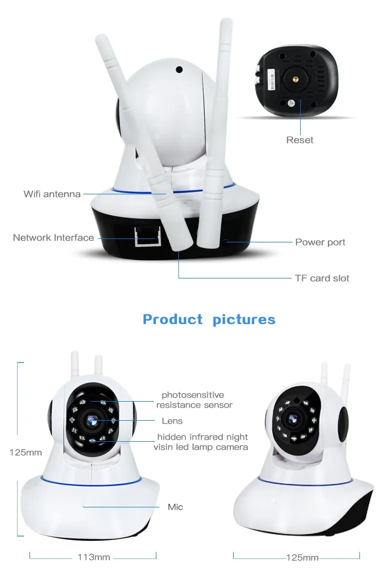 1080p панорамирования/наклона 360 ° панорамный Беспроводной Wi-Fi IP Камера Смарт Секьюрити, Камера для домашних животных, пожилыми людьми, Видеоняни и радионяни, 2-полосная аудио, обнаружение движения
