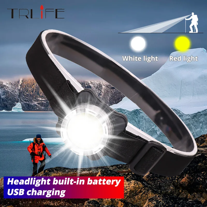 Налобный фонарь заряжаемый от USB светодиодный налобный светильник COB