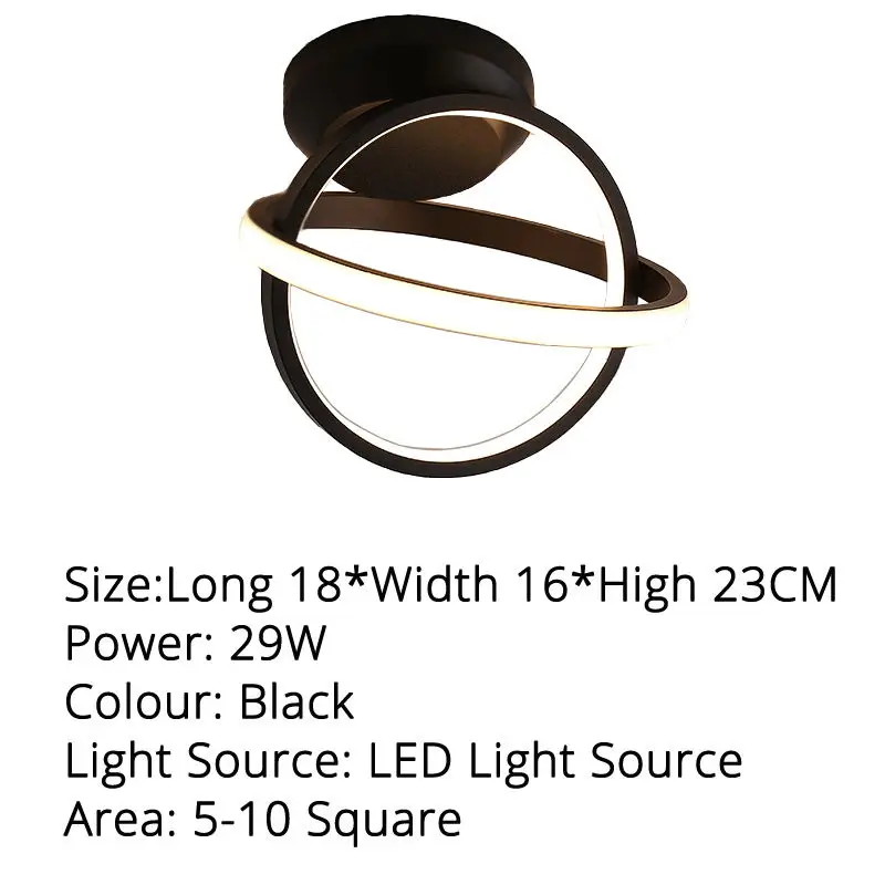 Black 18x16x23cm 29w Белый/черный потолочный светильник, Современная LED-лампа для освещения коридоров для гостиной, Круглый квадратный светильник, домашний декоративный светильник - Цвет корпуса: Black 18x16x23cm 29w