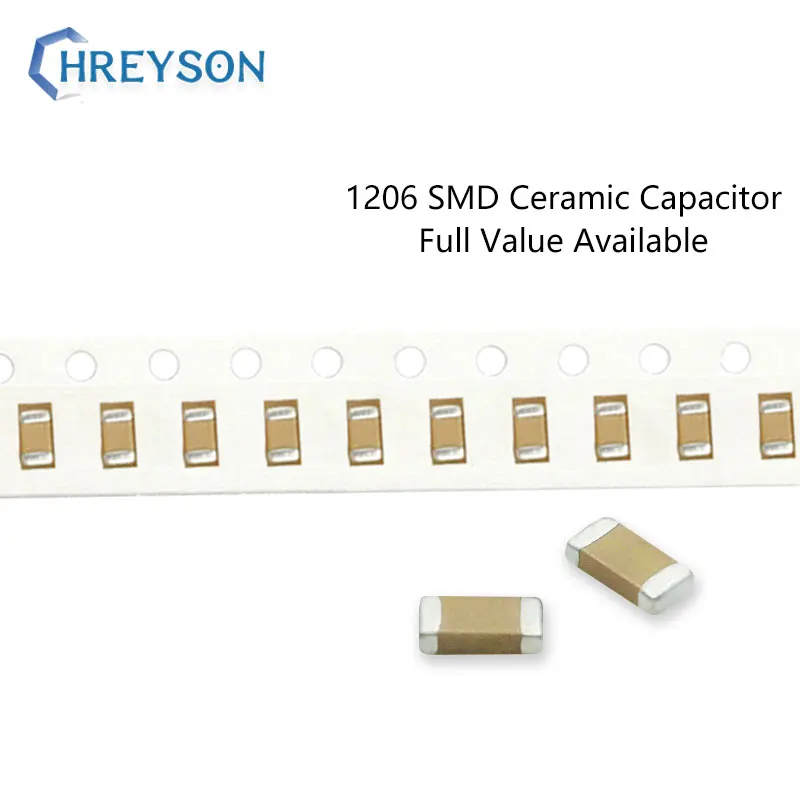 Conjunto de condensadores electrónicos 100 Uds., 1pF-180pF 1206 5% 10% 4pF 4.7pF 39pF 75pF 50V 6R8C 3216 K MLCC, valor completo disponible DIY