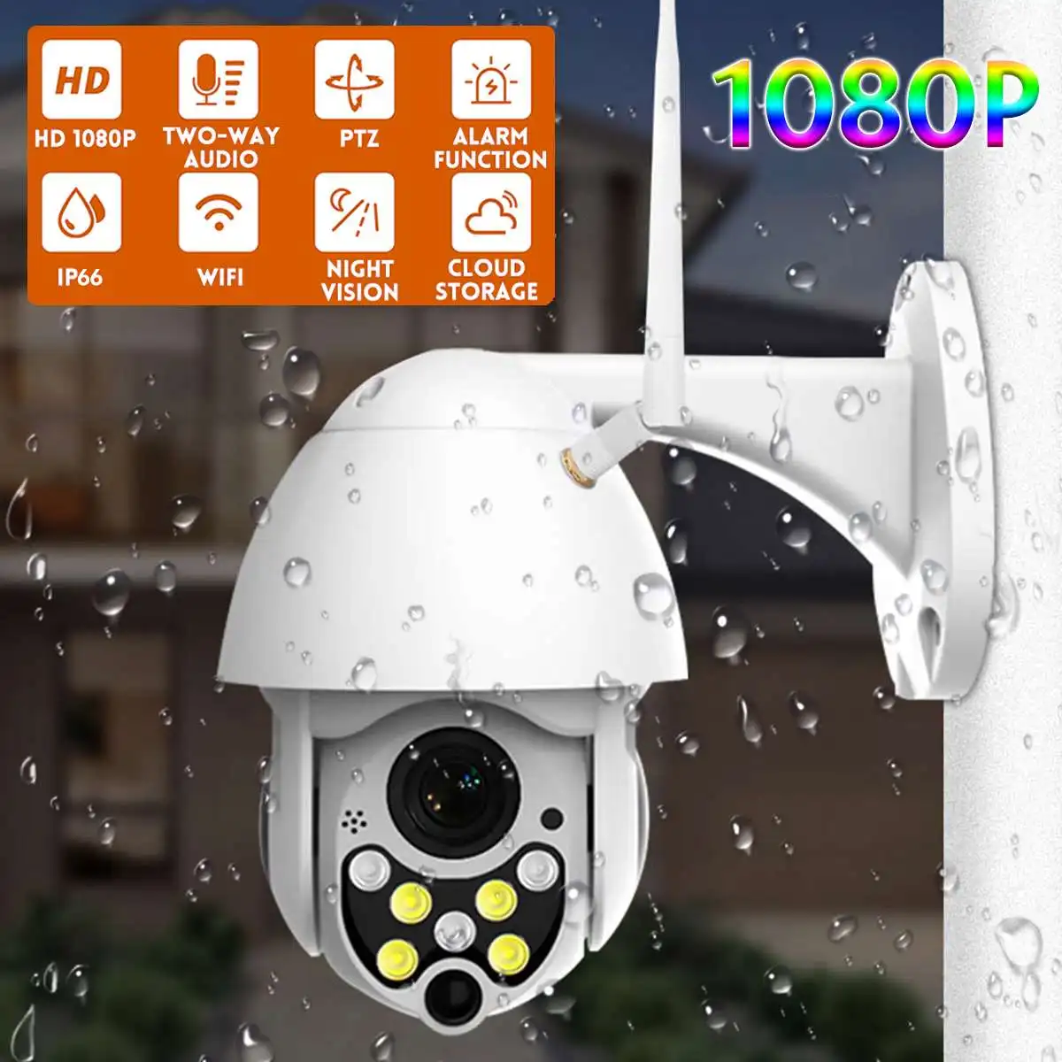 

1080P IP Camera Waterproof WiFi PTZ Pan Tilt Security IP IR Camera Night Vision Full Color Camera HD Camera surveillance Outdoor
