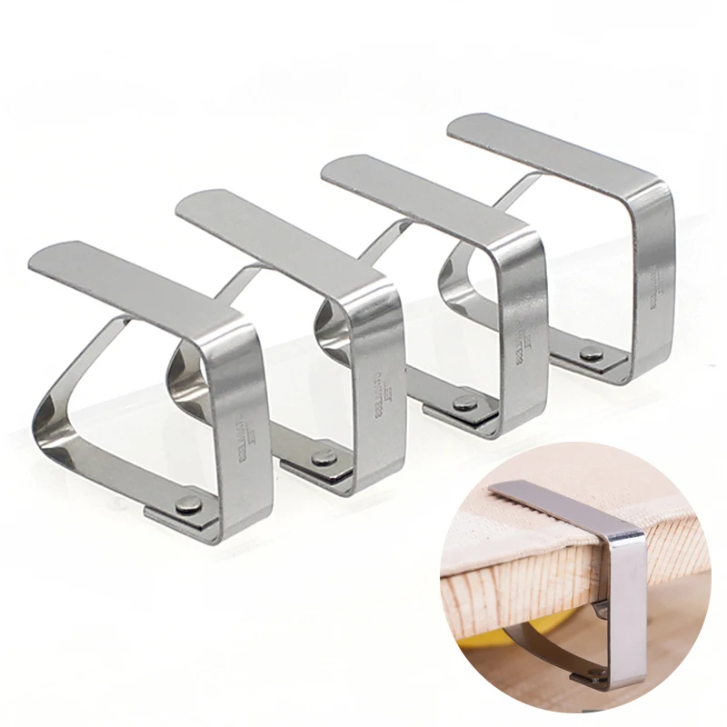 4pcs/set  Map Table Holder Clip Stainless Steel Adjustable Tablecloth Clips Cloth Cover Clamp Party Picnic Holder Clamp Tools