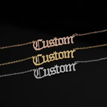 

Personalized Old English Necklaces For Women Men Customized Name Letters Numbers Stainless Steel Chain Pendant Necklace Jewelry