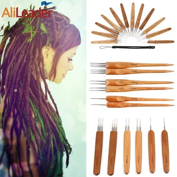 

Alileader Top Selling 1/2/3Heads Wood Handle Crochet Needle Hook For Dreadlock Braid Hair 0.5/0.75Mm Bamboo Hook For Braid Craft