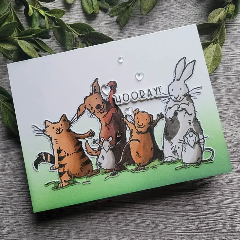 

Animals "Hooday!" Metal Cutting Dies & Coordinating Stamp For DIY Scrapbooking Craft Embossing Stencil Card Photo Make Album