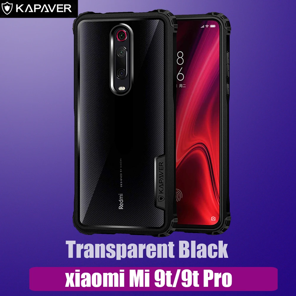 Capaver Прозрачный чехол для телефона для Xiao mi Red mi note 8 K20/K20 Pro mi MAX3 PocoPhone F1 чехол Гибридный ТПУ противоударный бампер Капа - Цвет: 9t 9tpro Black