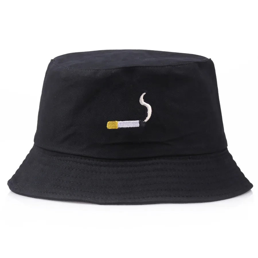 NO CHILL сигарета панамка с вышивкой для мужчин и женщин хип хоп рыбацкие шапки для взрослых Панама Боб шапки летние влюбленные плоские солнечные шапки - Цвет: Black