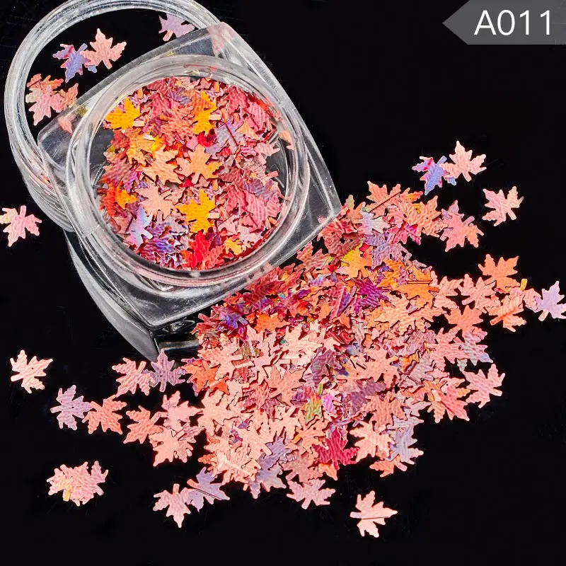 Четыре лилии 1 коробка голографическая Бабочка Форма ногтей блеск хлопья красочные кленовый лист блестящие 3D блестки украшения для ногтей - Цвет: YQ02353