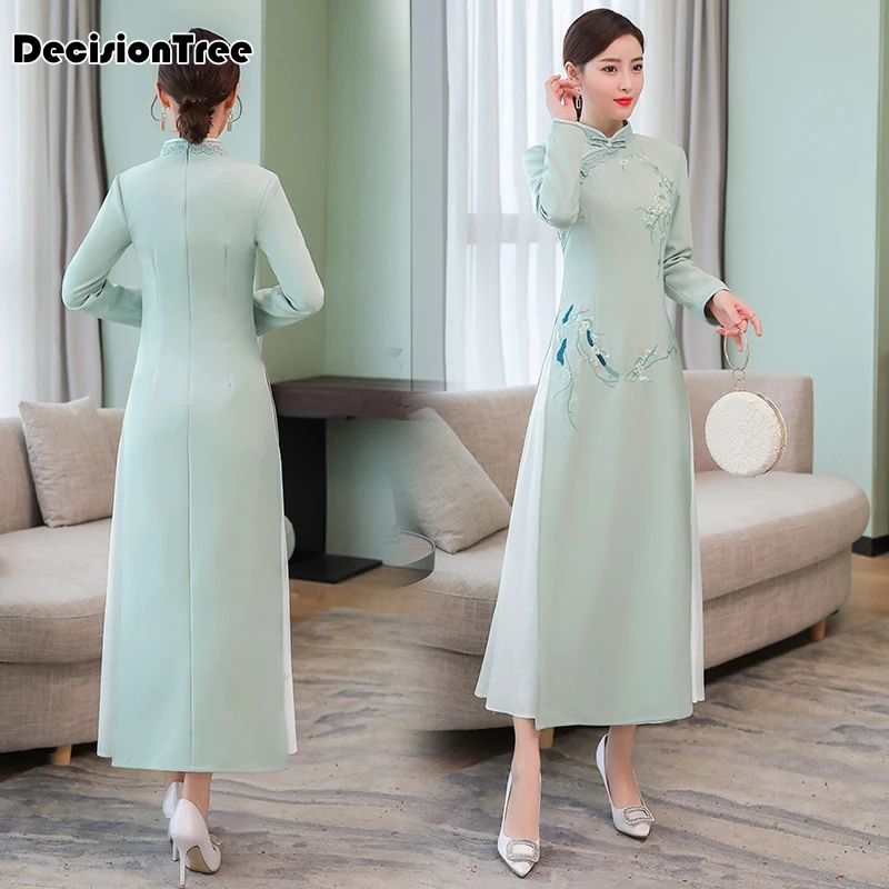 Платье cheongsam ao dai винтажное вьетнамское платье qipao вьетнамское женское платье vestido chino qipao винтажное повседневное ретро платье