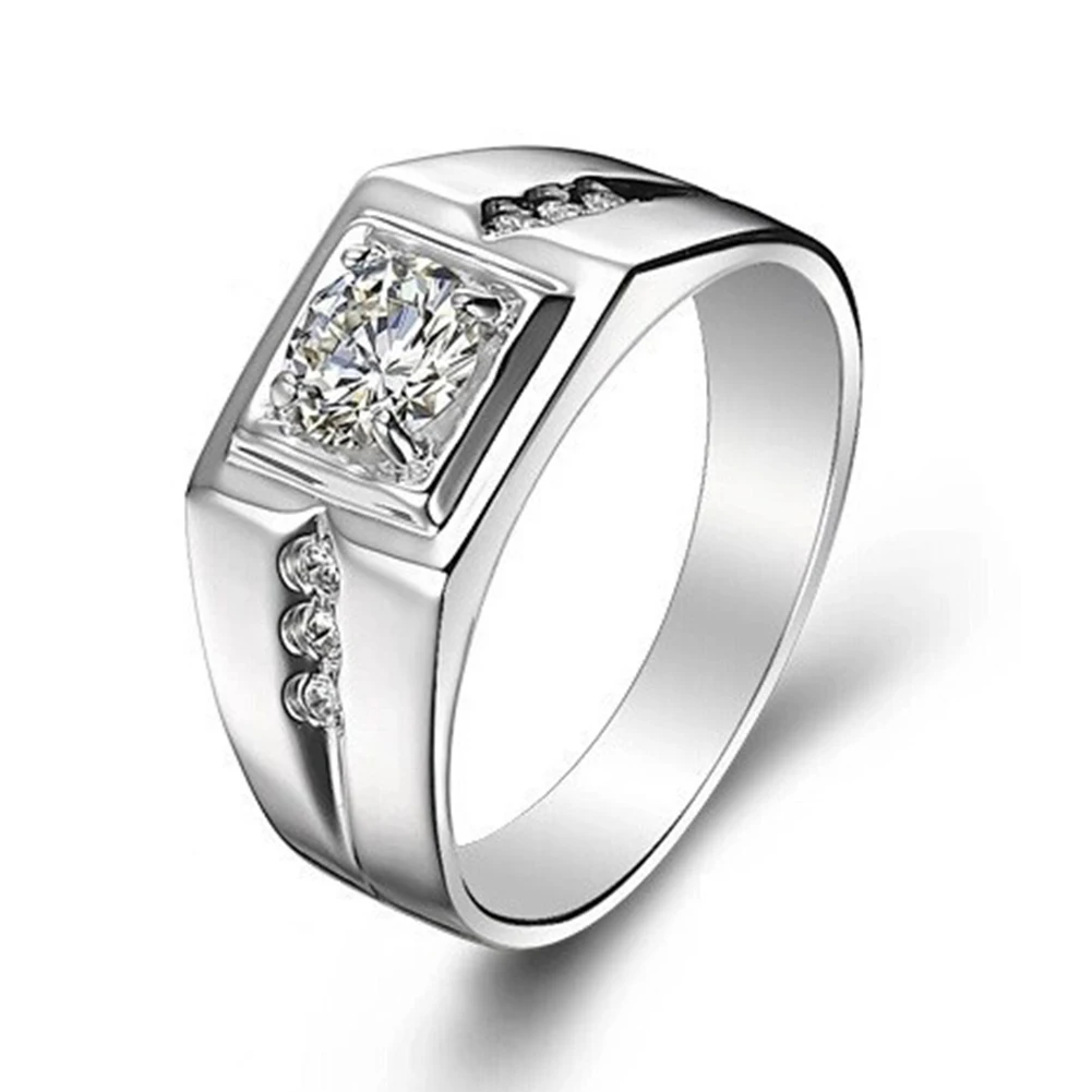 

European Style Men Ring, Rhinestone Inlaid Type Ring, Delicate Plating Alloy Ring