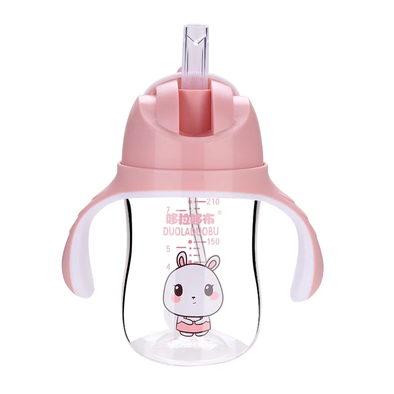 240ML Kids Baby Water Bottle  Portable Feeding Bottle With Straw Leak Proof Durable Water  Children's Wide Open Drinking Cup