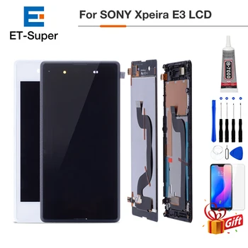 

Original IPS Display For SONY Xpeira E3 LCD Touch Screen Digitizer Assembly With Frame D2203 D2243 4.5'' LCD Screen Sensor Touch Panel Replacement Parts + Tempered Glass+ Glue+Tools