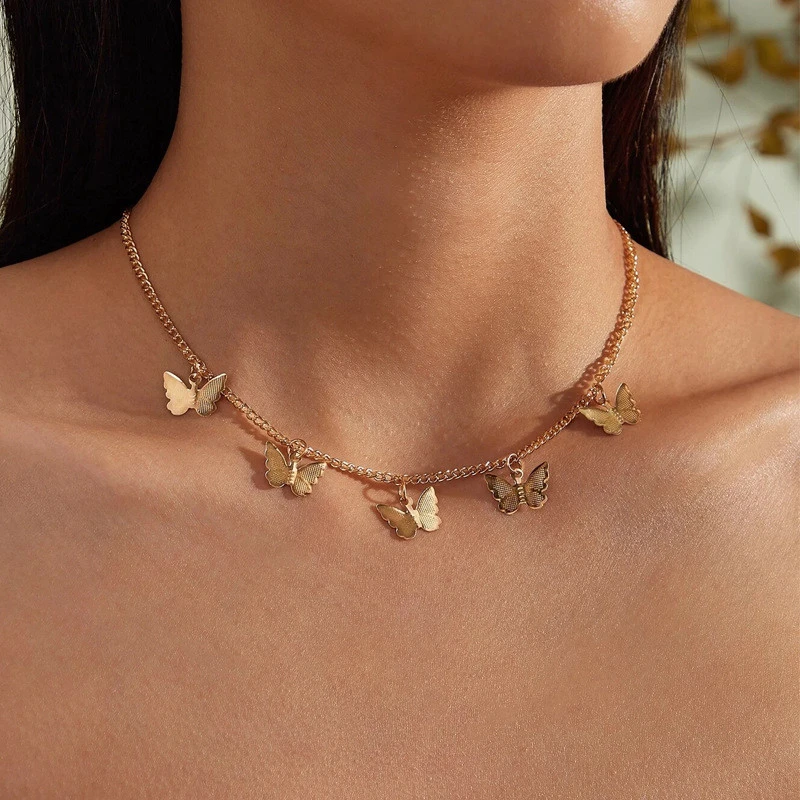 Vintage Multilayer Pendant Butterfly Necklace for Women Bu ~ 