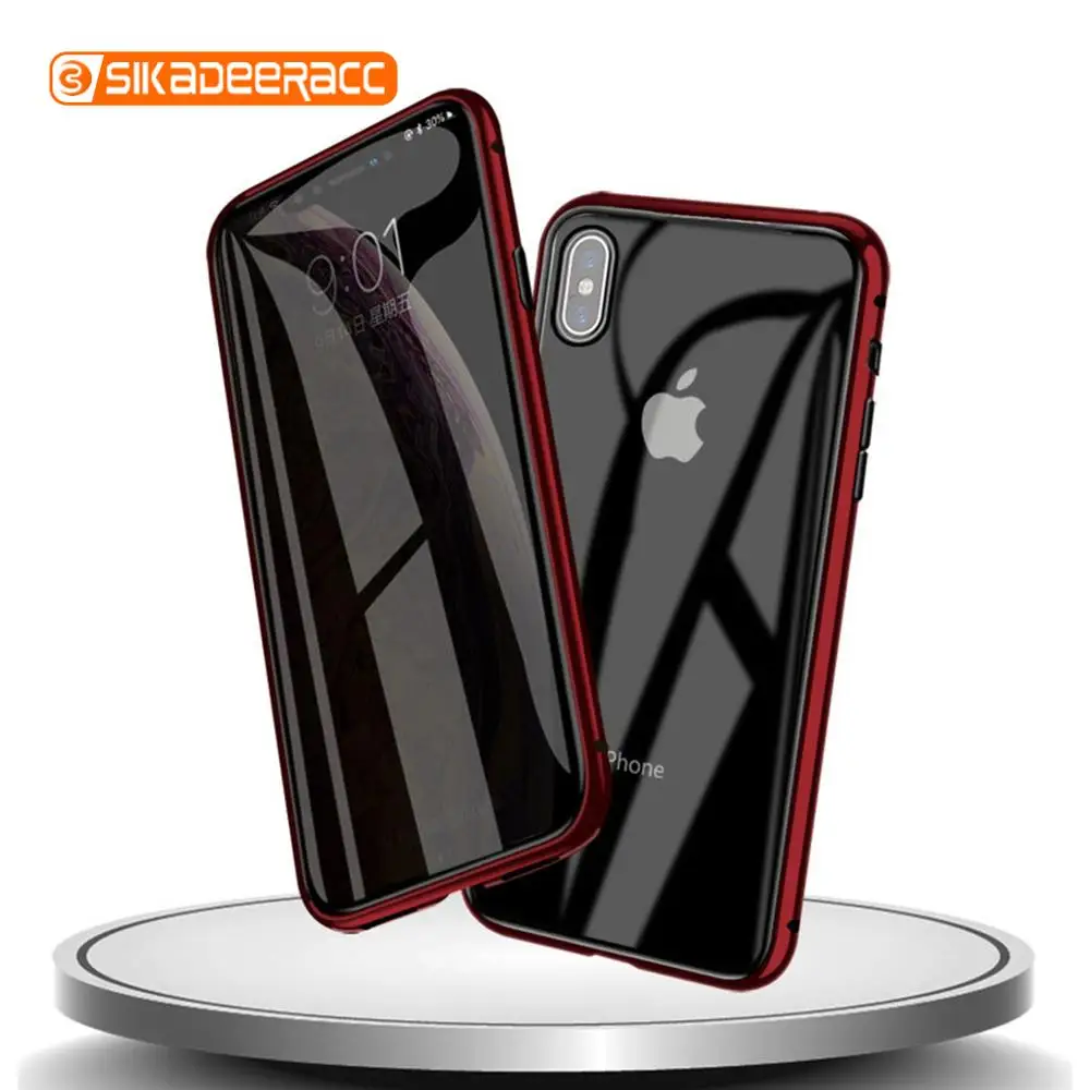 Магнитный противошпионский чехол для телефона из закаленного стекла iPhone X XS Max XR 7
