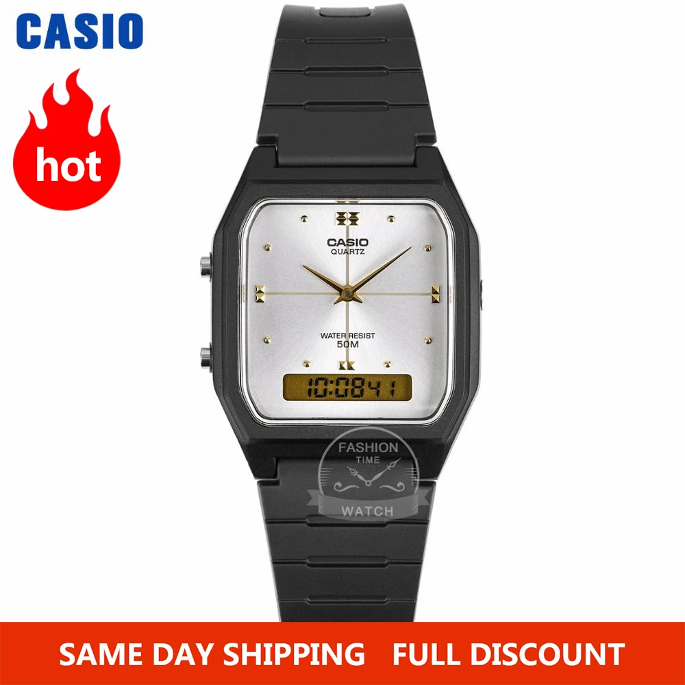 Casio часы золотые мужчины лучший бренд класса люкс двойной дисплей