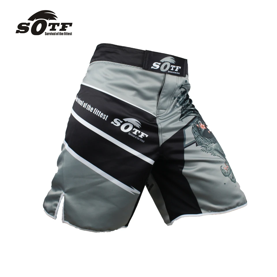 MMA Men's Japanese Samurai Gray Sports Fitness Boxer Shorts Cheap Pretorian Boxing Shorts Short Taekwondo Muay Thai Clothing mma shorts