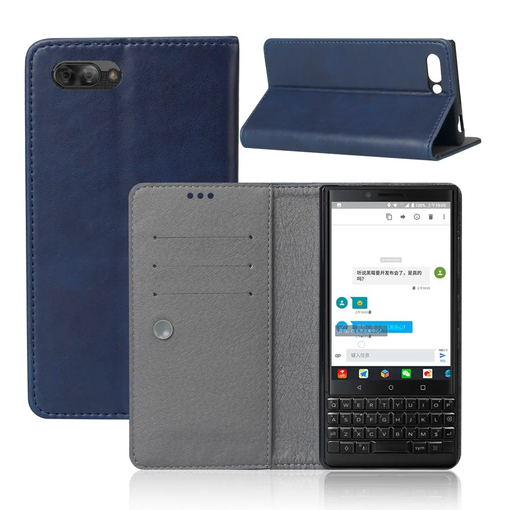 Для Blackberry KEYone чехол бизнес флип чехол-кошелек для Blackberry KeyOne из искусственной кожи тонкий телефон Fundas модный