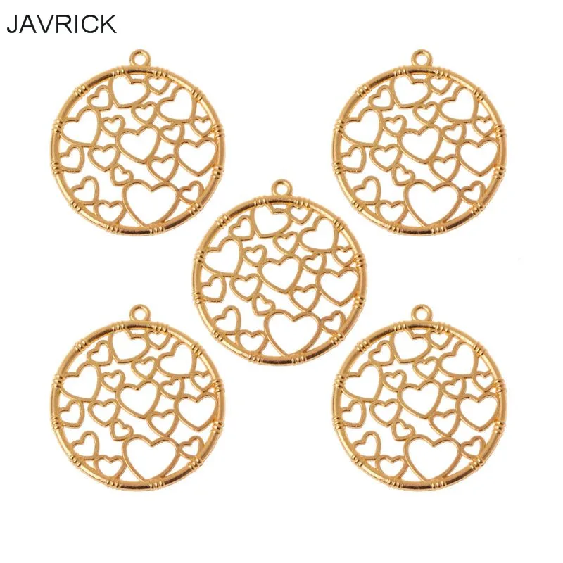 

5Pcs Round Heart Pendant Metal Frames Blank Bezel Setting UV Resin Jewelry DIY