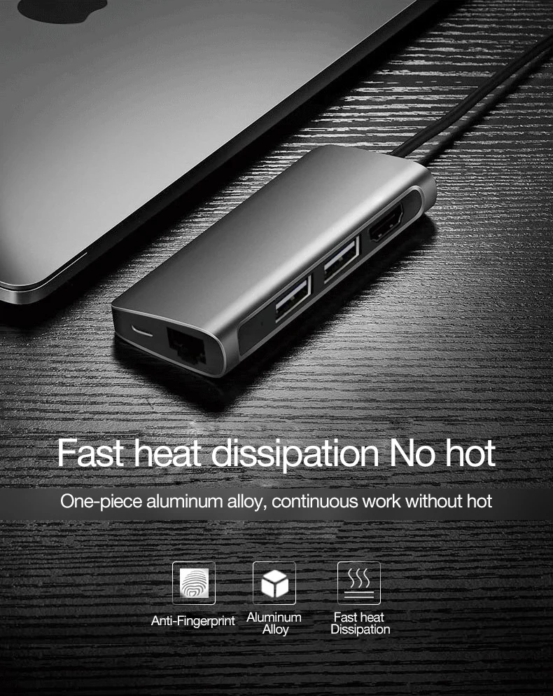 UTHAI C44 type-C USB3.0 Мульти адаптер концентратор USB-C к HDMI 4 к SD TF кардридер RJ45 Ethernet конвертер для MacBook Pd зарядки