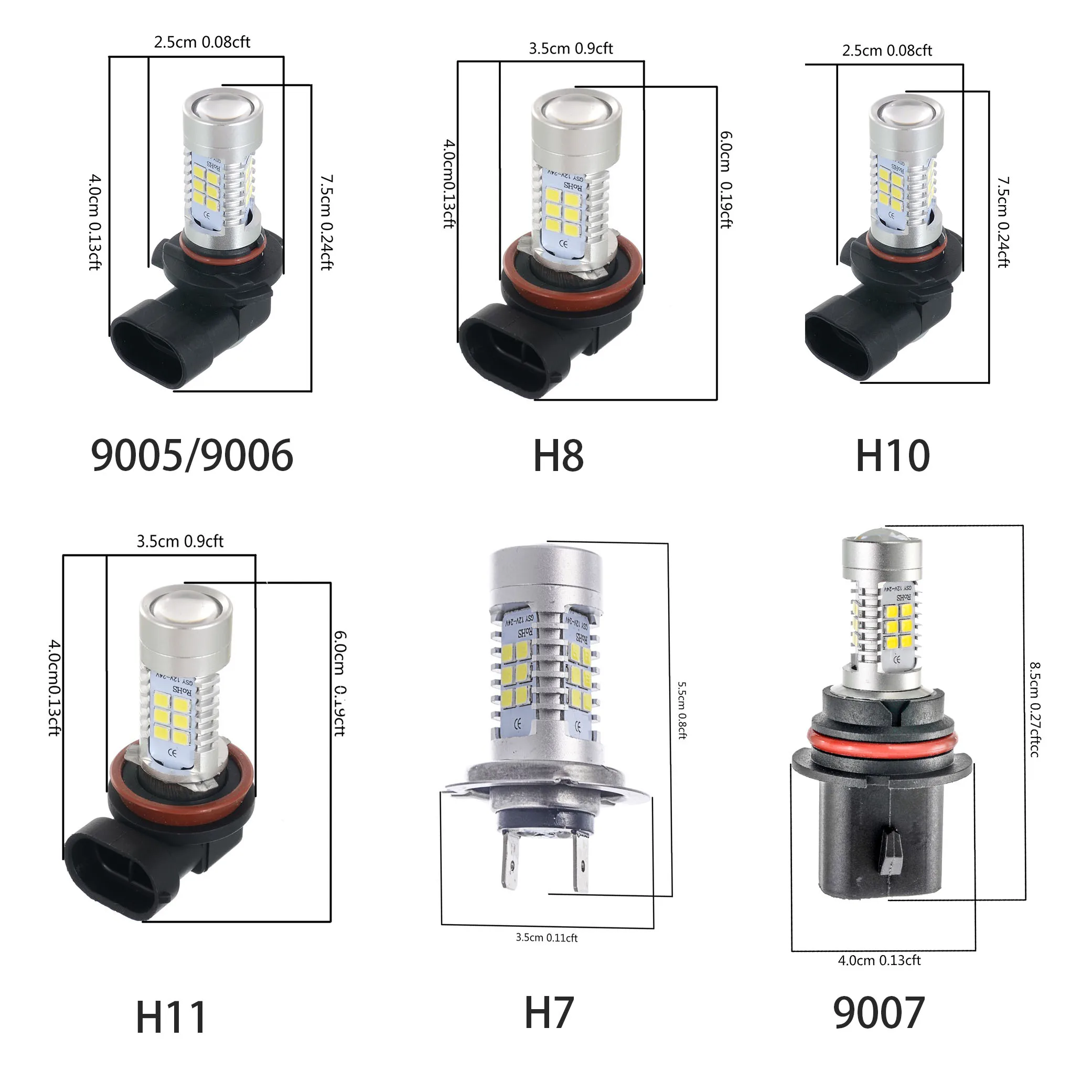 2 pièces H8 H11 ампулы светодиодный HB4 9006 HB3 9005 H10 H16 5202 светодиодный ампулы Antibrouillard Авто Voiture Вождение лампе Блан