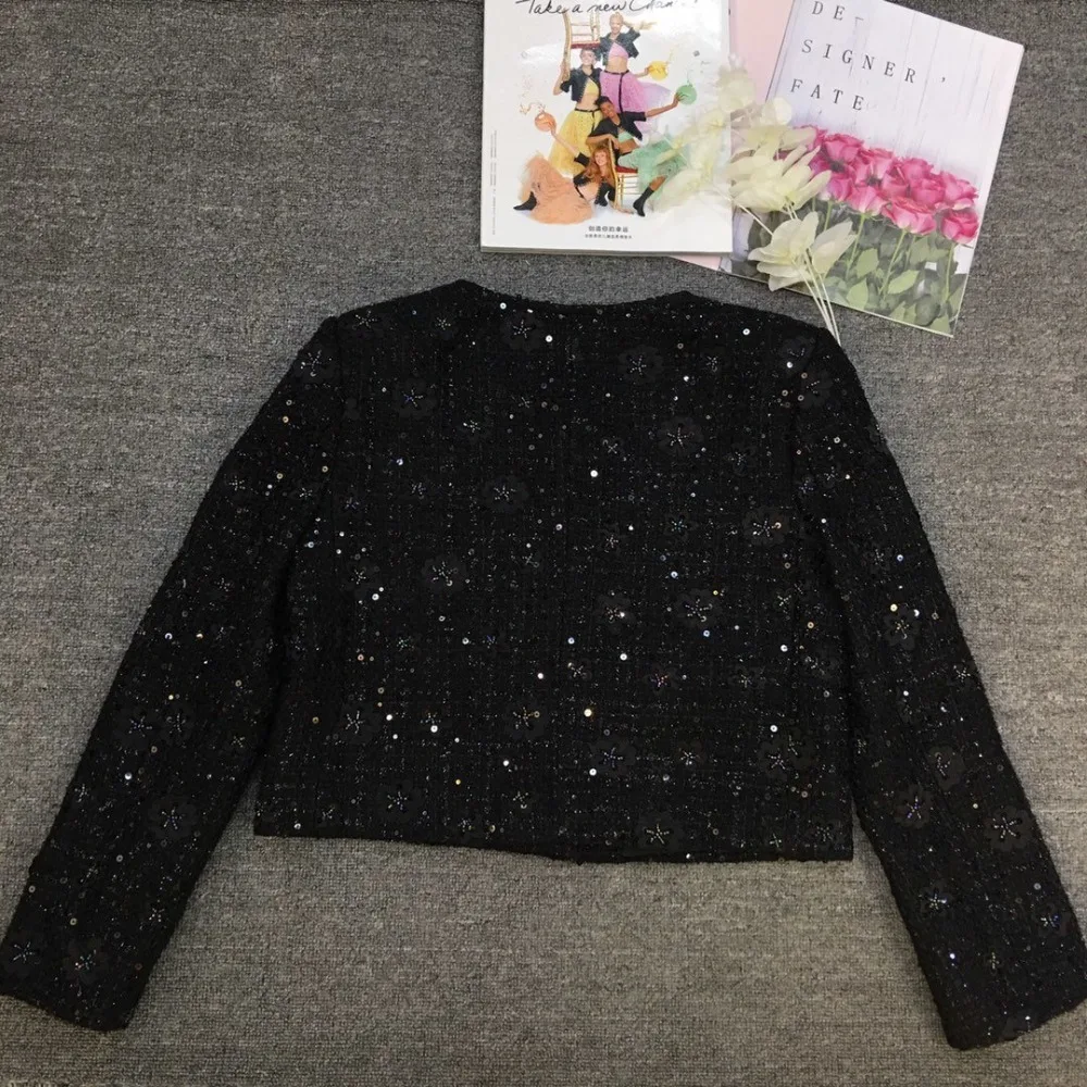 new women fashion sequined flower jacket coat female casual beading outerwear coat 2 color rmsx 10.21