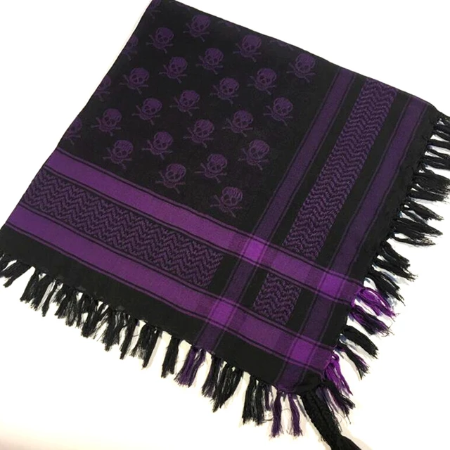 Outdoor Arab Keffiyeh Shemagh Scarf Hiking Military Tactical Hunting Camping Scarves with Tassel Desert Scarf Army Headshawl black purple