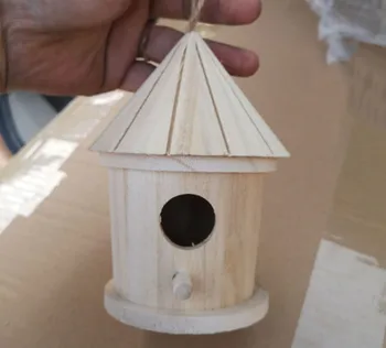 

Wooden bird nest diy tung wood creative wooden outdoor pet hemp rope simulation bird nest bird cage decoration birdcage
