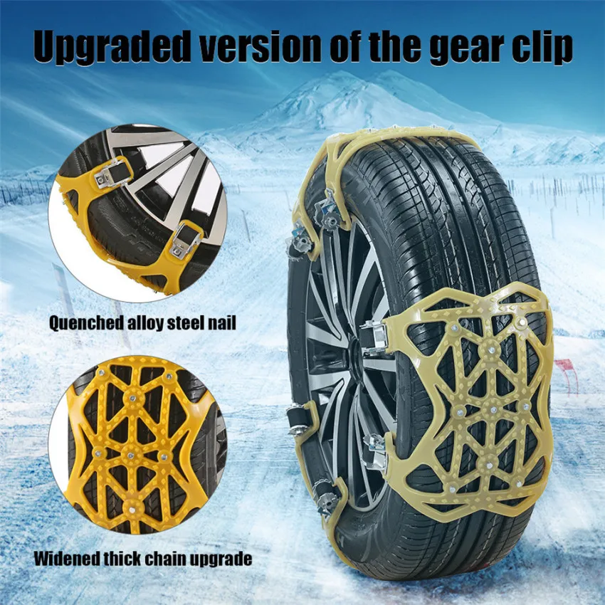 

6Pcs Car Tire Anti-Skid Chains Thicker TPU Snow Chains Auto Snow Safety Chains Tyres Snow Mud Anti Slip For Width 165-285mm tire
