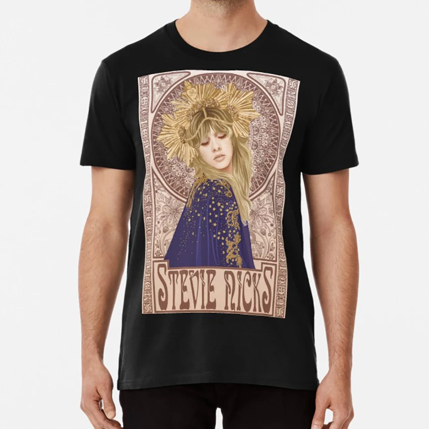 スティービーニックイラスト Tシャツスティービーニックミュシャアートプリントイラストレーターギグポスターアーティスト美しいリビングルーム T Shirts Aliexpress