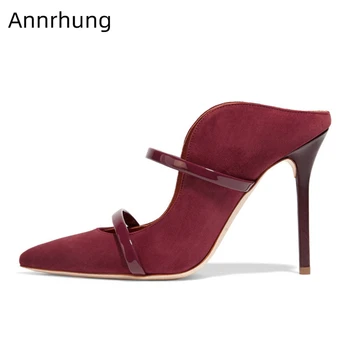 

High Heeled Pumps Slingback Ladies Shoes Pointed Toe Slip On Mules Strap Decor Unique Cut Out High Heels Shallow Shoes Woman