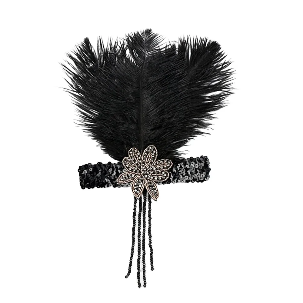 

1920s Headpiece Feather Flapper Headband Great Gatsby Headdress Vintage