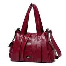 Модная мягкая кожаная сумка-мессенджер на плечо, женская сумка, женская большая черная красная сумочка для женщин