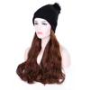 BUQI Long hair 22 inches long wavy straight hair synthetic hair wig with hat black female heat resistant ► Photo 2/6