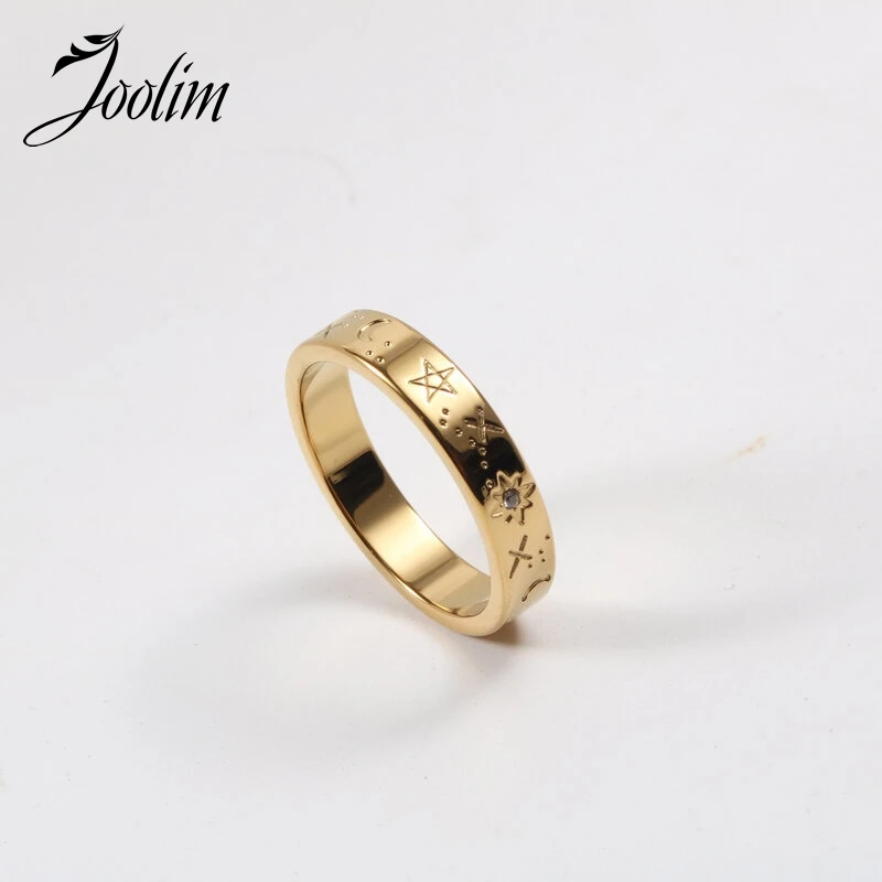 

Joolim High End PVD Carved Stars Moon The Universe Ring for Women Stainless Steel Jewelry Wholesale