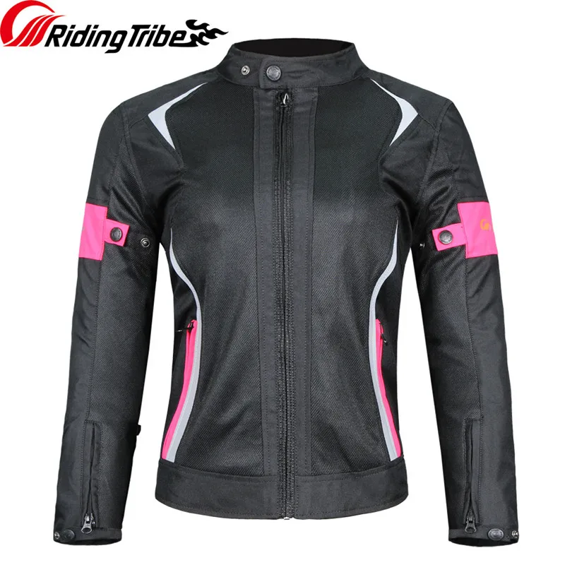 Женская мотоциклетная куртка брюки летний водонепроницаемый Зимний теплый плащ для верховой езды защитный костюм с защитными шестернями и подкладкой JK-52 - Цвет: Summer- pink jacket