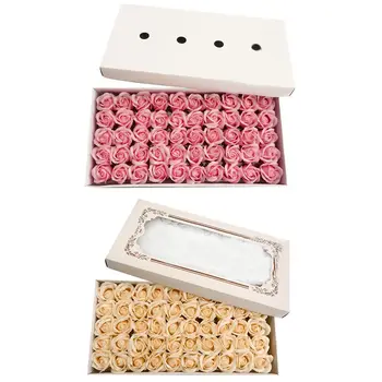 

2 Box 100Pcs with Stand Rose Soap Flower Body Bath Soap Rose Whitening Soap Wedding Decoration Gift (Pink & Champagne)