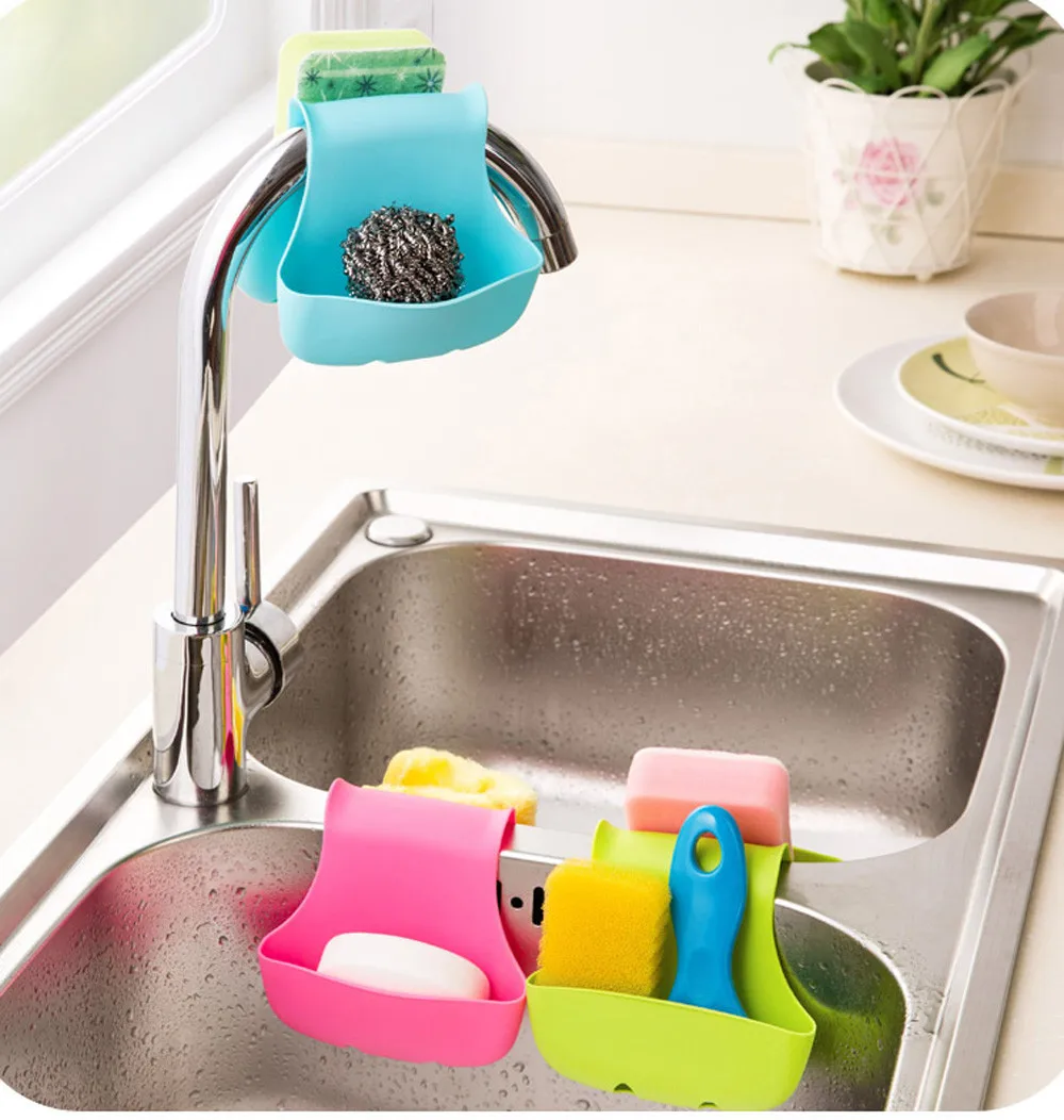 1PC Drain basket rack Double Sink Caddy Saddle Style Kitchen Organizer Storage Sponge Holder Rack Tool Kitchen supplies