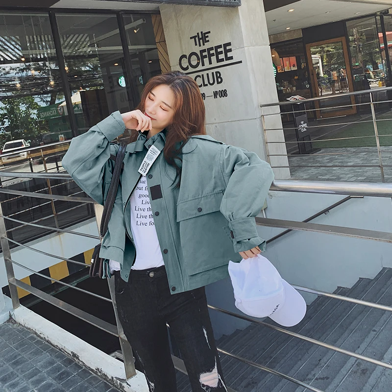 New long-sleeved loose coat thick warm and comfortable cotton with big pockets all-match fashion Harajuku female | Женская одежда