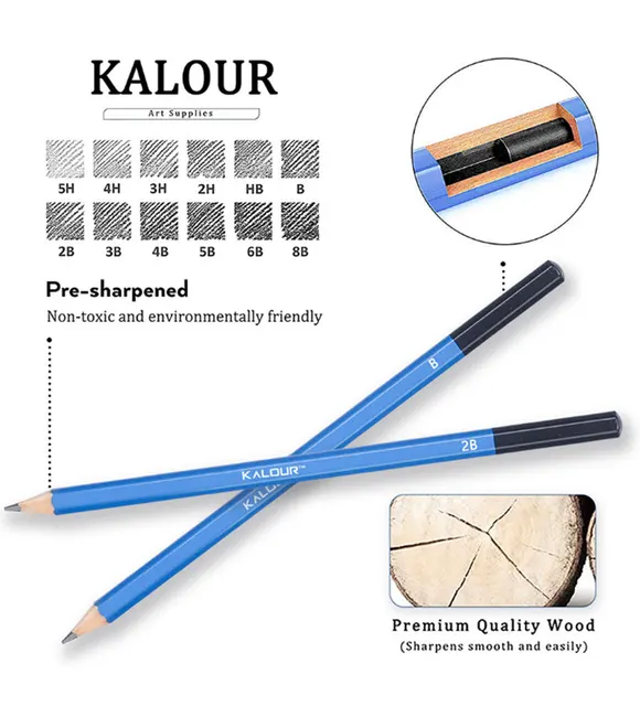 Professional 12/70pcs Drawing Sketch Pencil Set Metal box Wooden