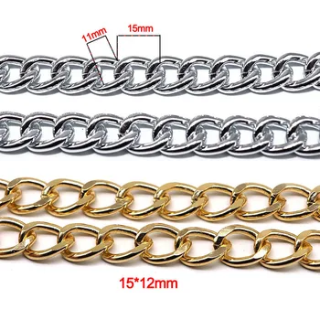 

Silver Color Solid Necklace Curb Cuban Link Chain 1.2M 15*11mm Aluminum Chains Link Necklace Male Choker colar Jewelry Gifts
