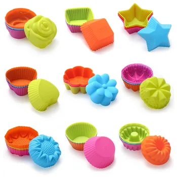 

36Pcs/24Pcs Silicone Muffin Cup Mini Cake Fondant Moulds Crust Mold for Cupcake Muffin Disc Toast Donut Baking Tools