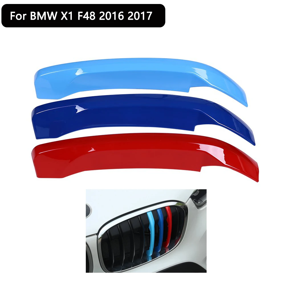 

ABS Front Grill Trim Decoration Sport Stripes Emblems For BMW X1 F48 2016 2017