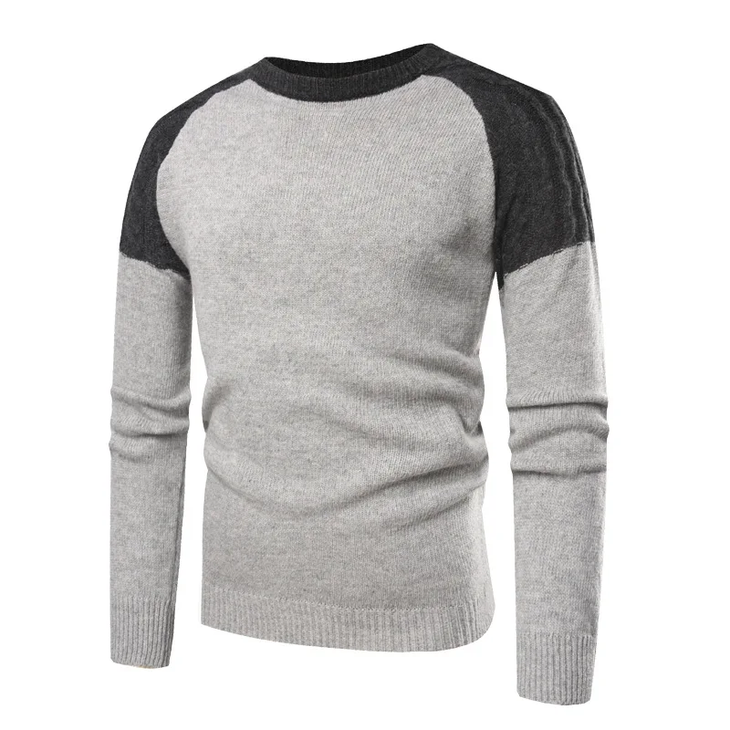 

2019 Autumn And Winter New Style Sweater Men Pullover Crew Neck Raglan Sleeve Mixed Colors Sweater Men Warm Sweater