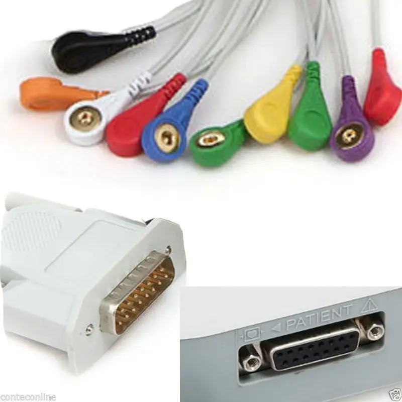 

12 Leads ECG/EKG Cable Gilding TPU,DB15.Gold-plated Snap Type compatible with contec machines