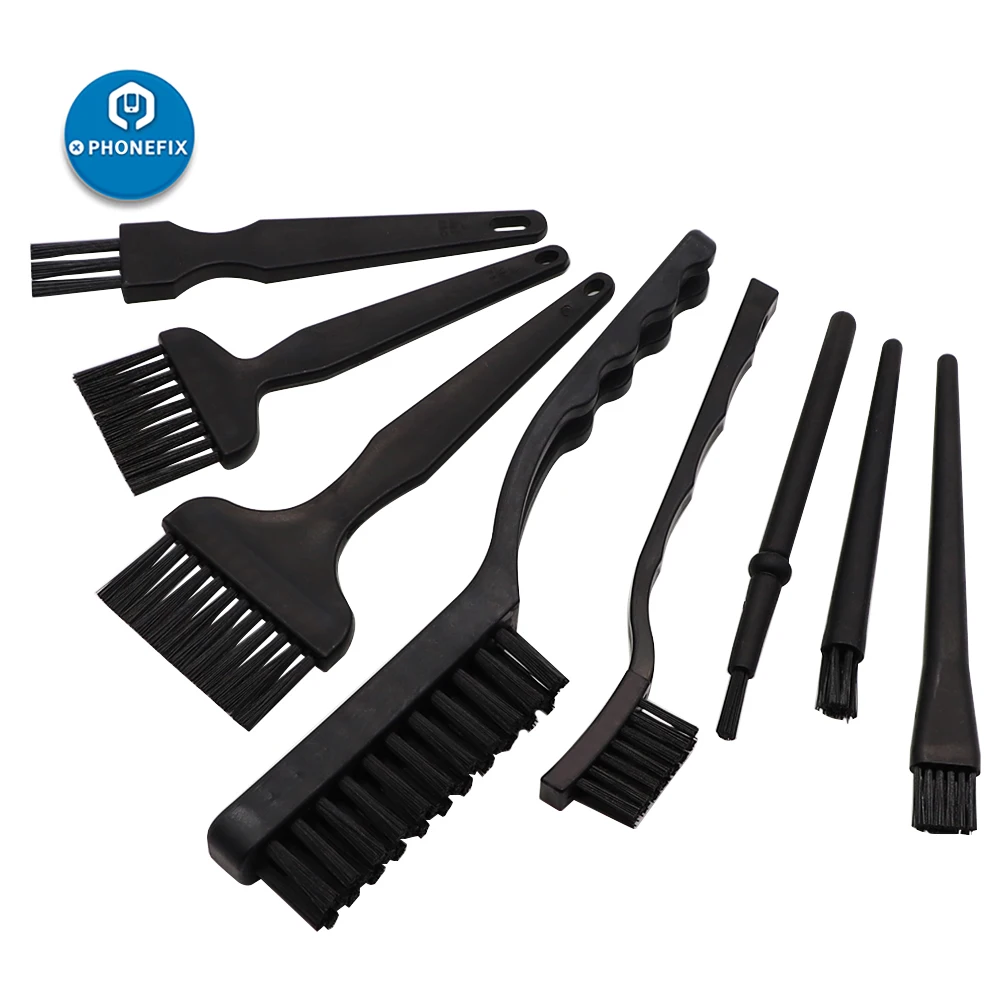 8 in 1 Dust Cleaning Removal Brushes Motherboards Brush Anti-Static ESD Brushes with Plastic Handle Nylon Hair for Keyboard PCB Motherboards Tablet 