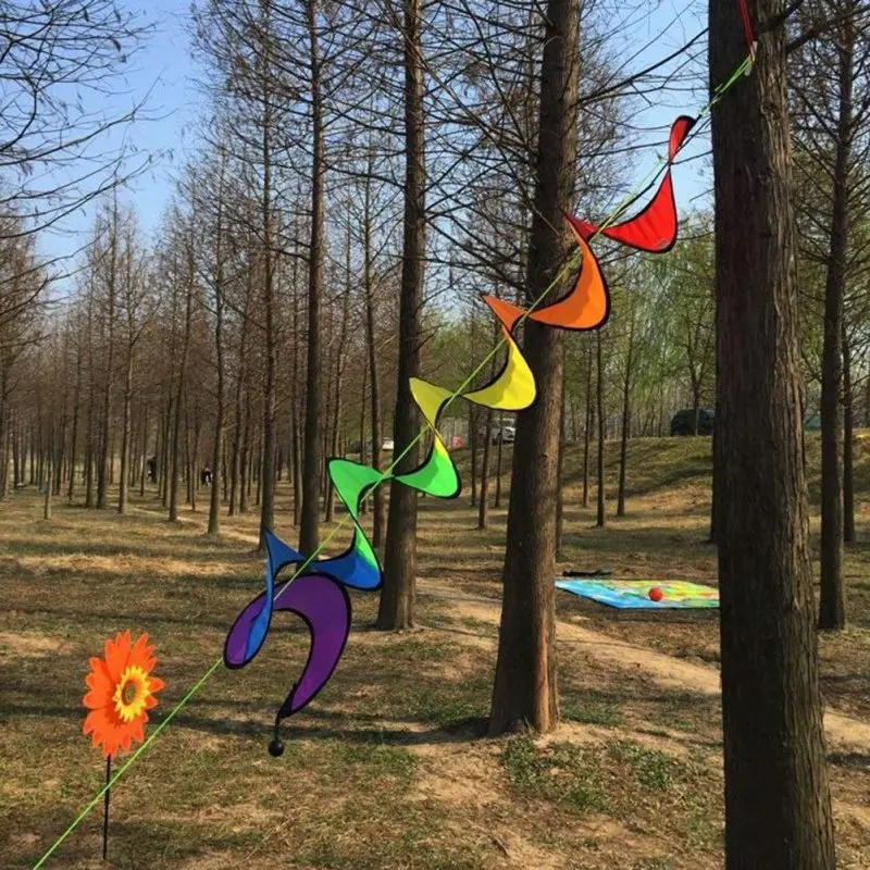  1PC 22*140cm Outdoor Camping Picnic Foldable Rainbow Spiral Windmill Tent Colorful Beautiful Wind S