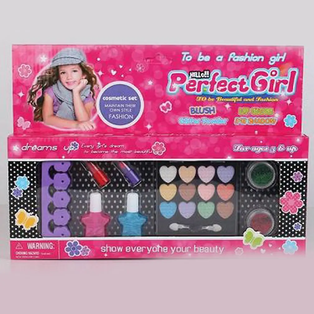 

Kids Make Up Kit Pretend Play Make Up Case and Cosmetic Set Girls Pretend Play Face Nail Hair Styling Set